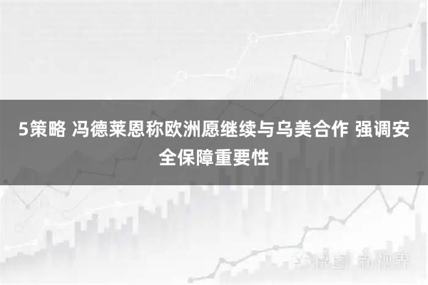 5策略 冯德莱恩称欧洲愿继续与乌美合作 强调安全保障重要性